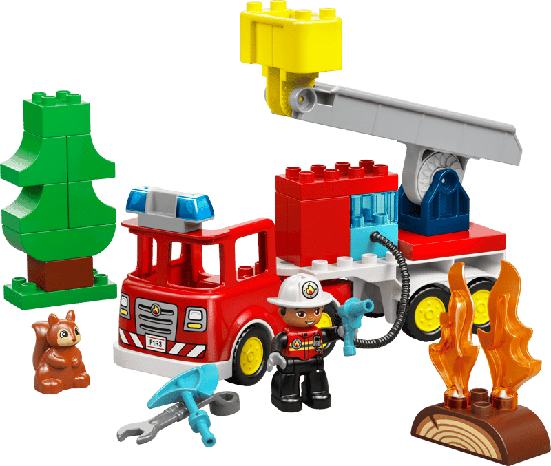 LEGO Brandweertruck met slang en brandweerman