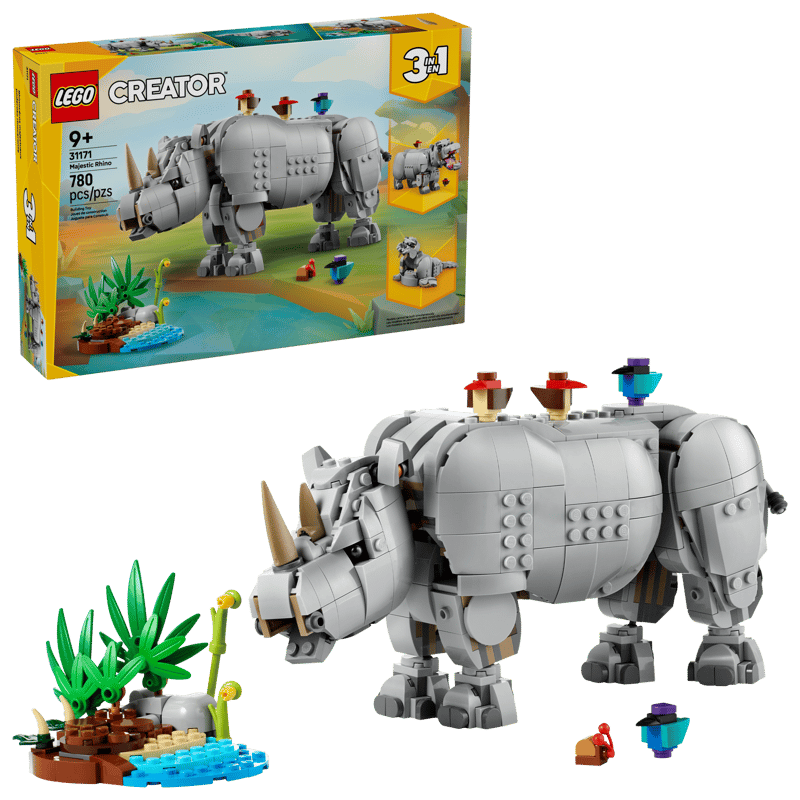 Wilde dieren: machtige neushoorn met vog - 2