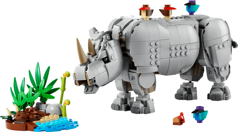 LEGO Wilde dieren: machtige neushoorn met vogels