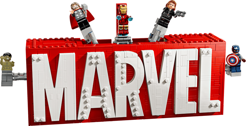 LEGO MARVEL logo en minifiguren